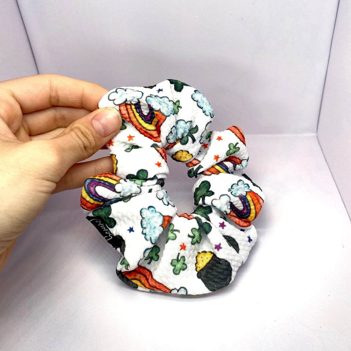 Mini Pot-of-Gold and Rainbows St Patrick's Bullet Scrunchie