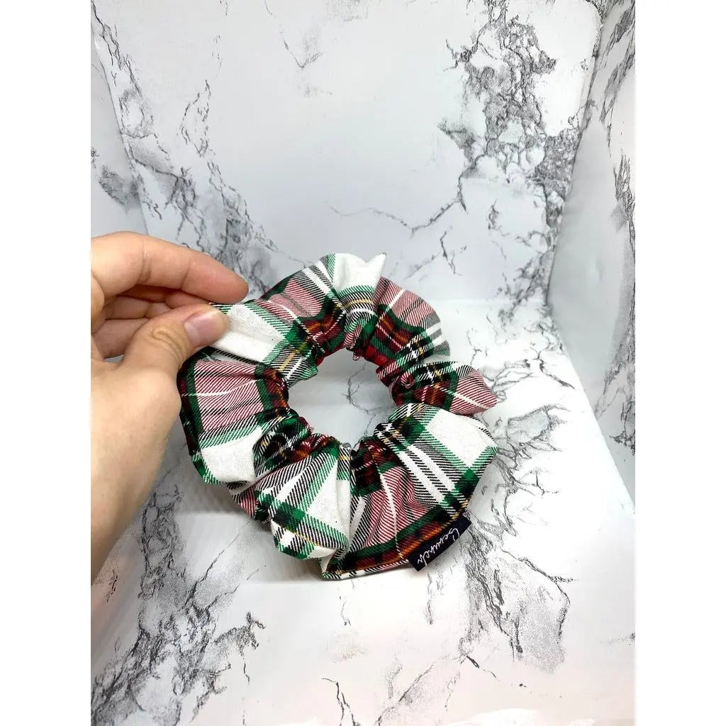 Mini Red, Green, and White Plaid Christmas Scrunchie