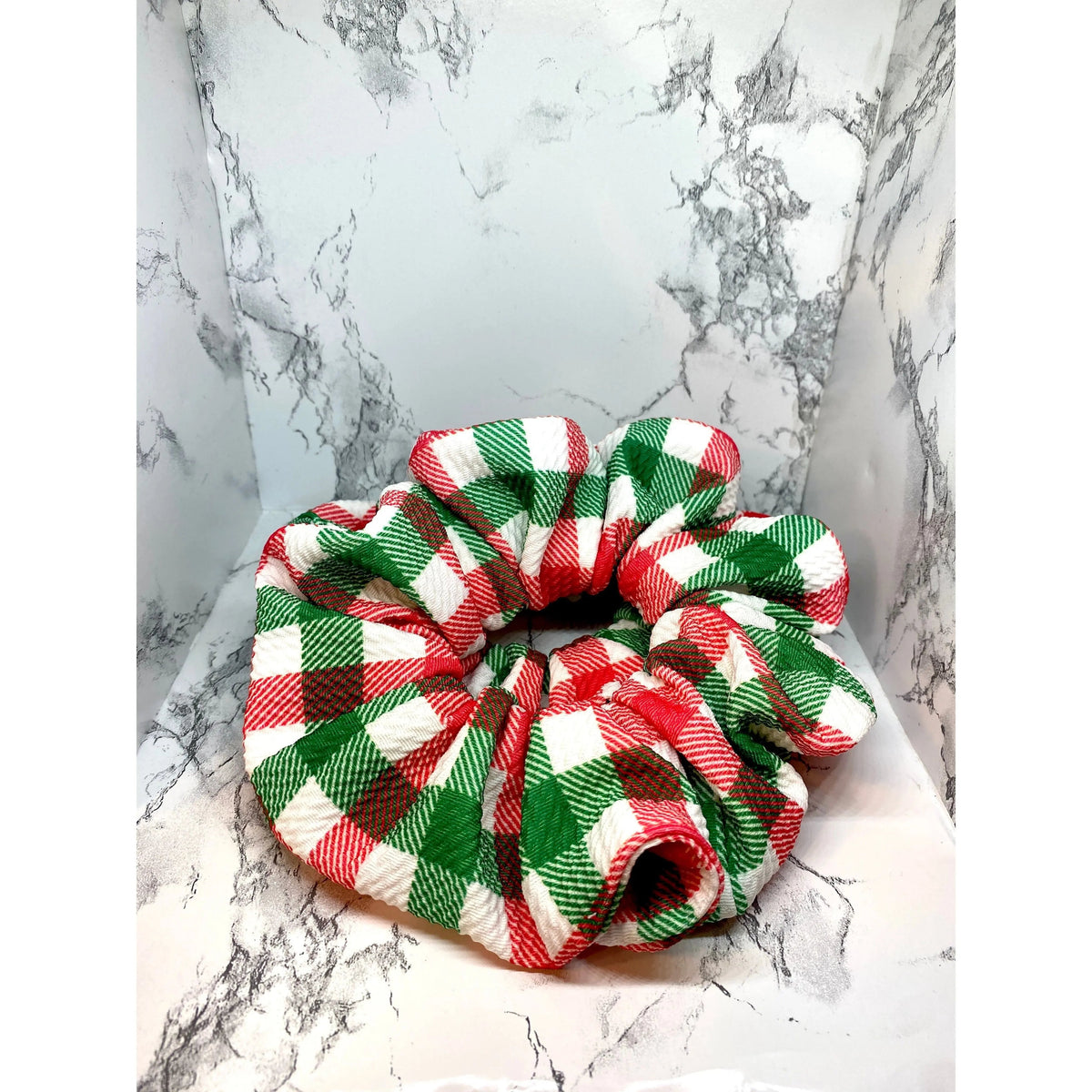 Square Plaid Christmas Bullet Scrunchie