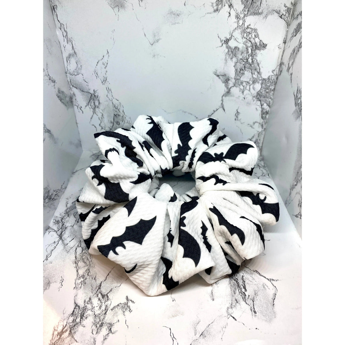 White Bats Halloween Bullet Scrunchie