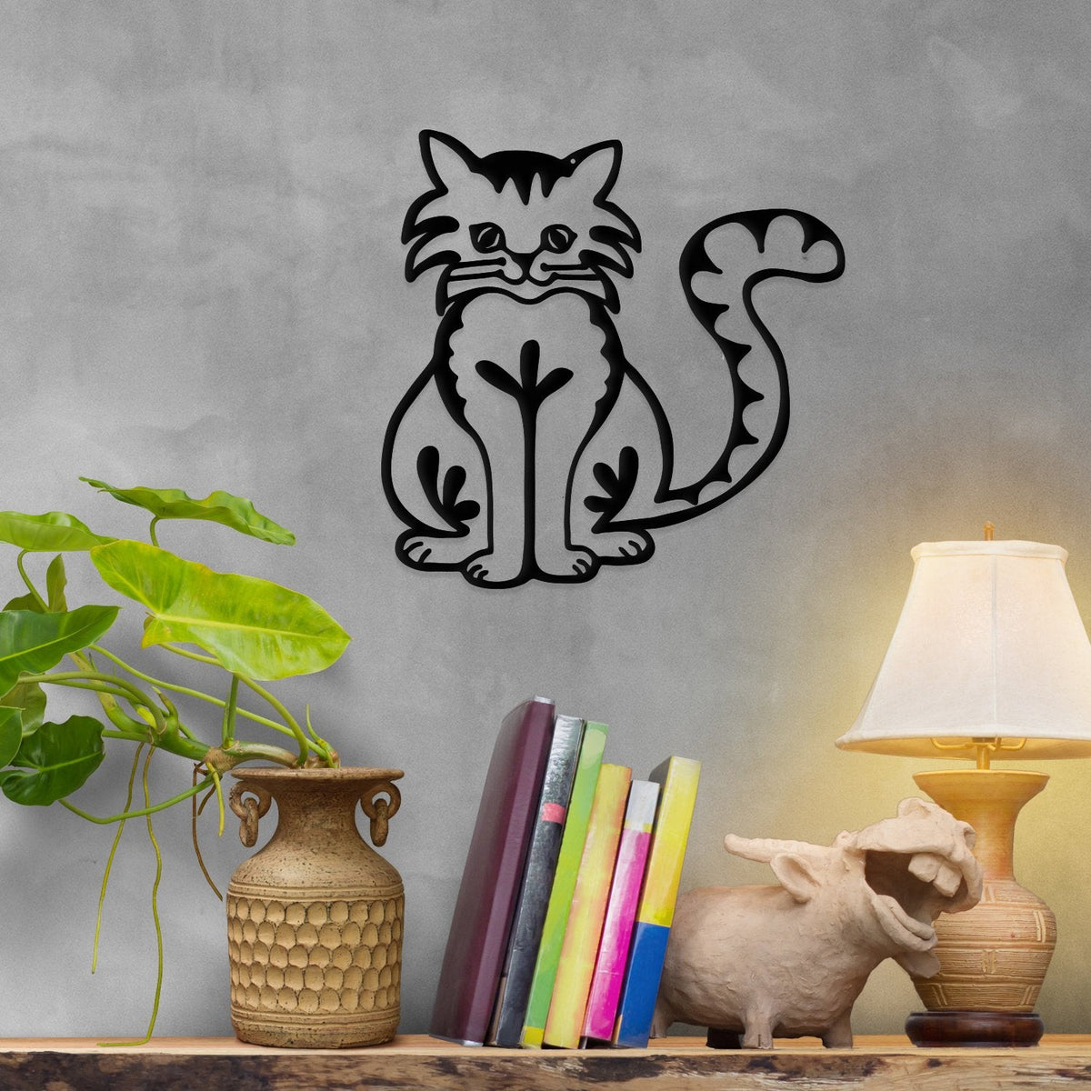 Happy Cat- Metal Wall Art/Dรฉcor