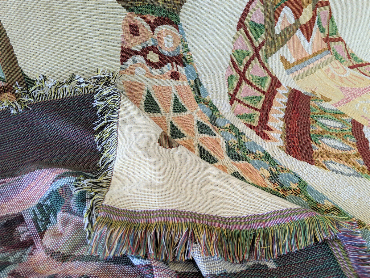 DaDa Bedding Elegant Tapestry Throw Blanket, Dancing Women African Dreams - 50โ x 60โ (7173)
