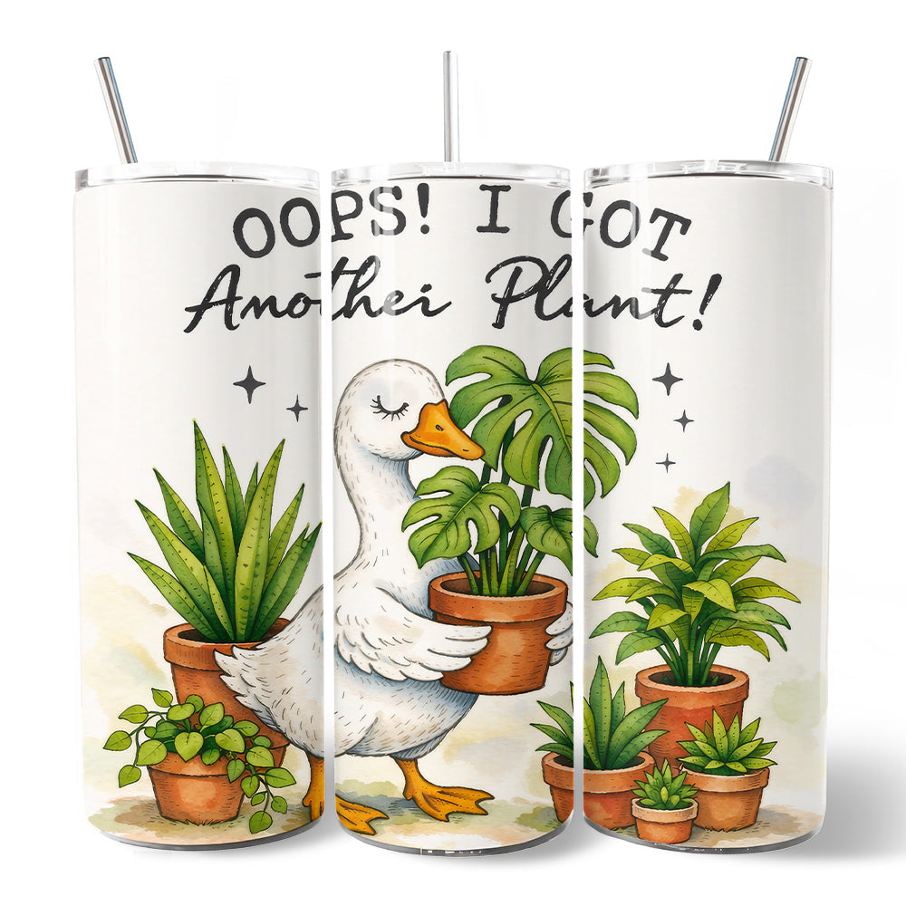 Oops I Got Another Plant Goose 20oz Personalized Tumbler With Lid and Stainless Steel Straw, Funny Botanist Life Gift Cup