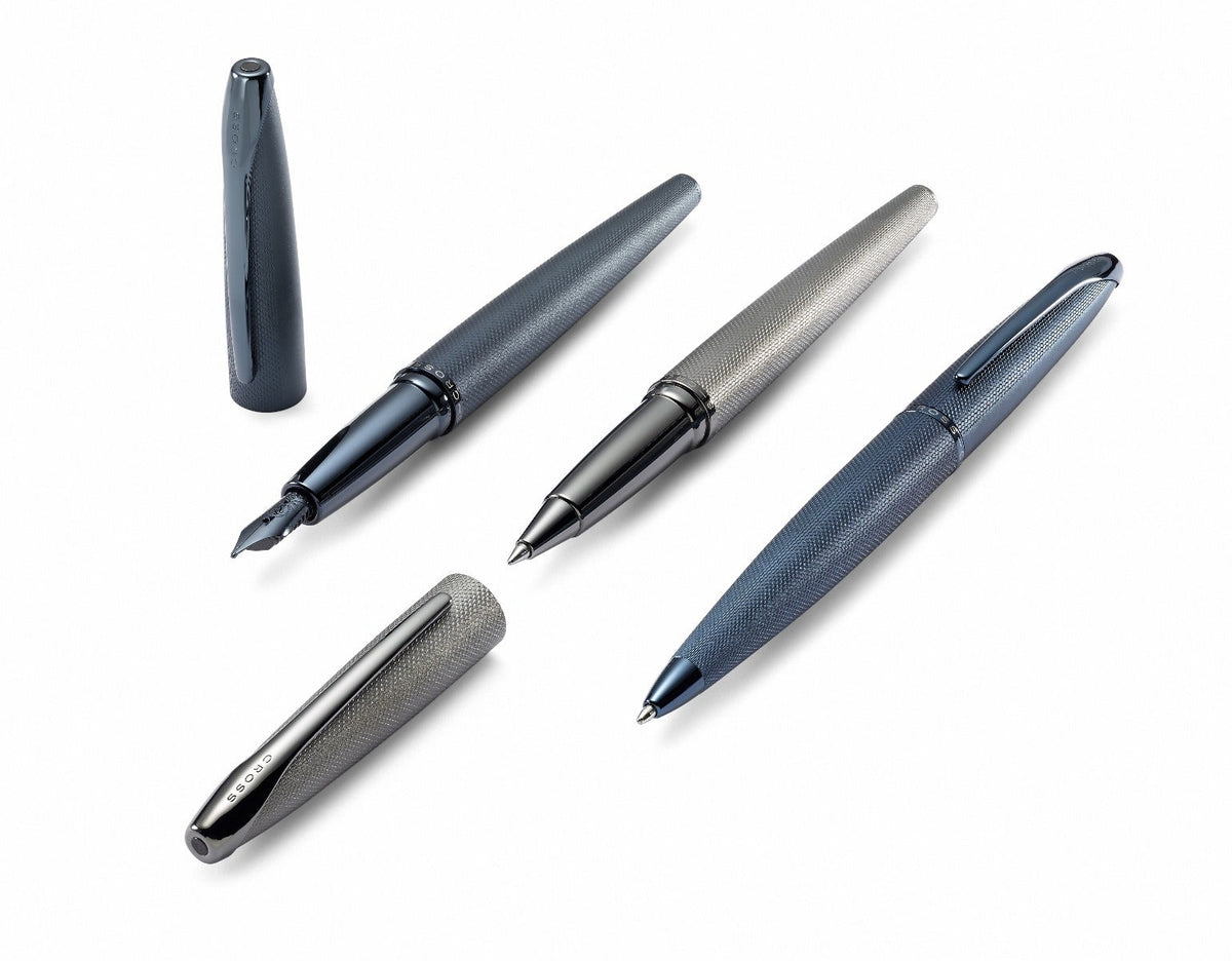 ATXยฎ Sandblasted Dark Blue Stainless Steel Fine Nib Fountain Pen