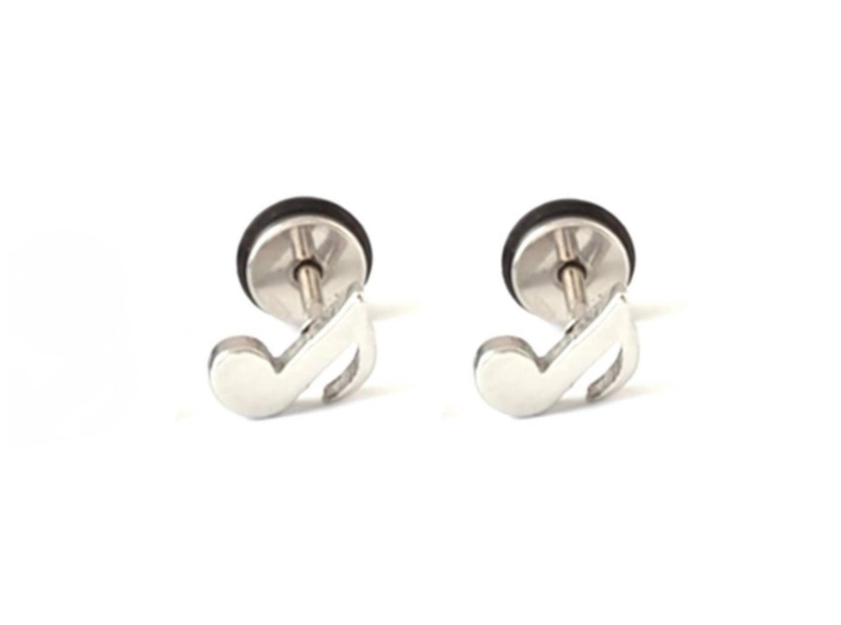 Athletic Music Note Earrings with Body Piercing hypoallergenic Quality Titanium music lover band teacher Womans Girls