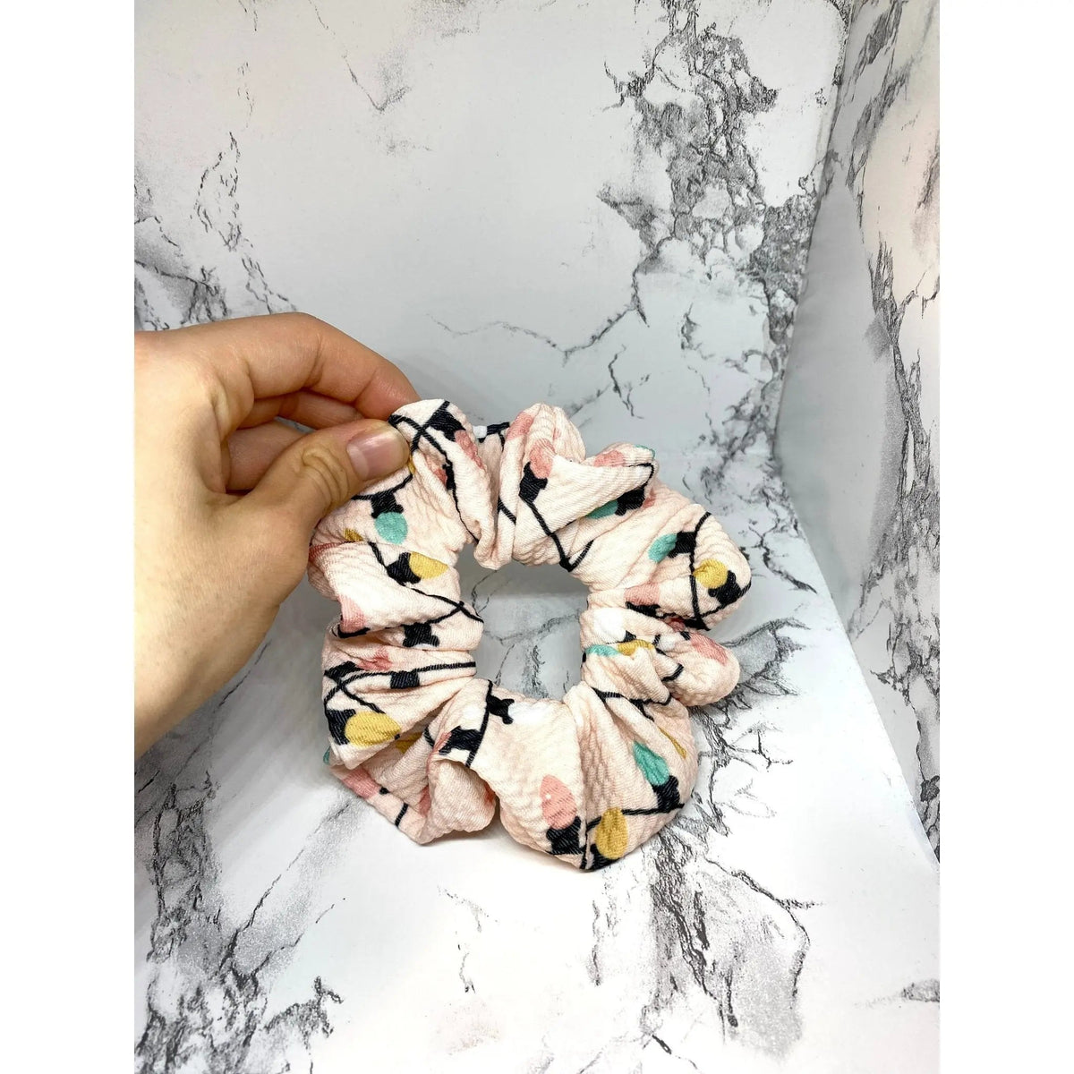 Mini Pink Lights Christmas Scrunchie