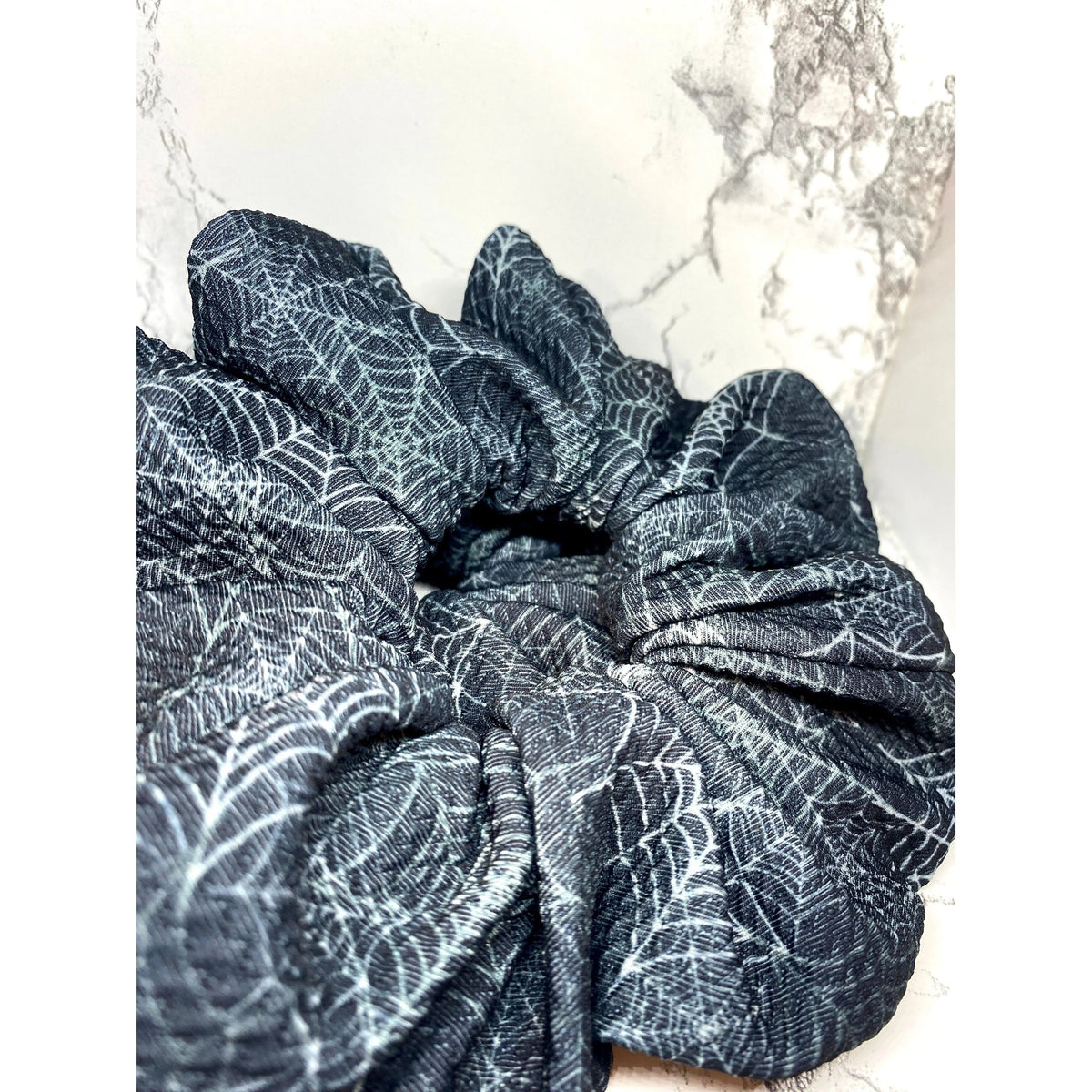 Dark Spiderweb Halloween Bullet Scrunchie