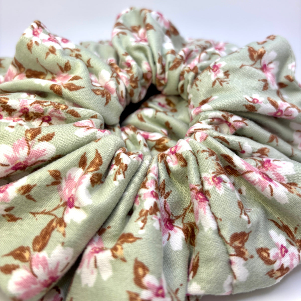 Pink Floral Sage Scrunchie