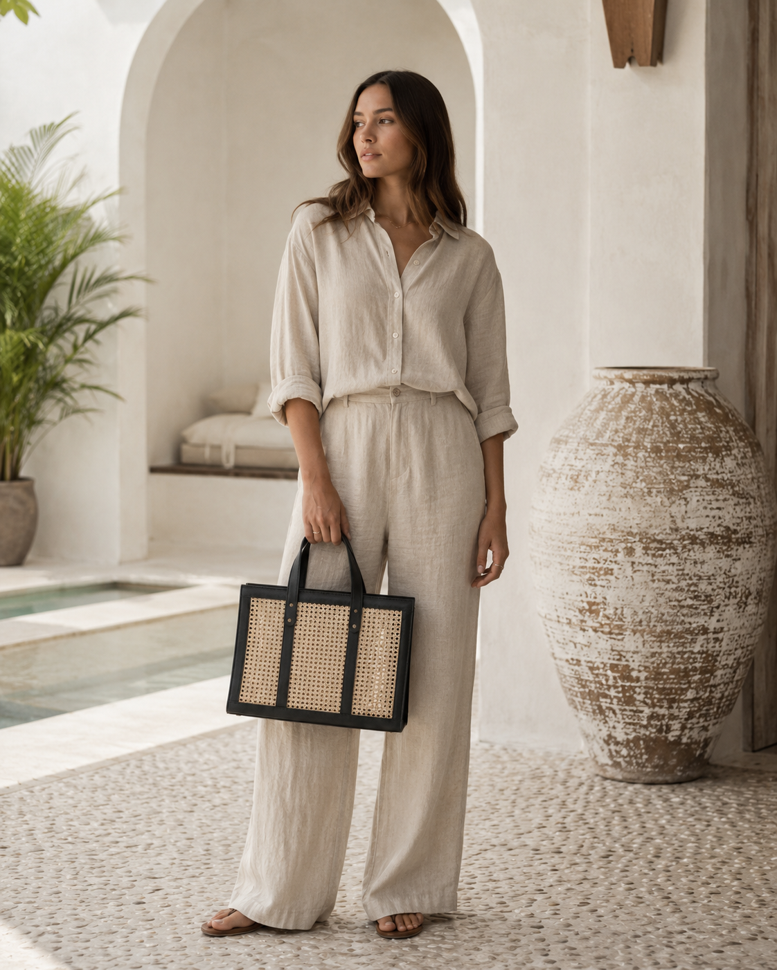 Raja Leather and Cane Everyday Bag