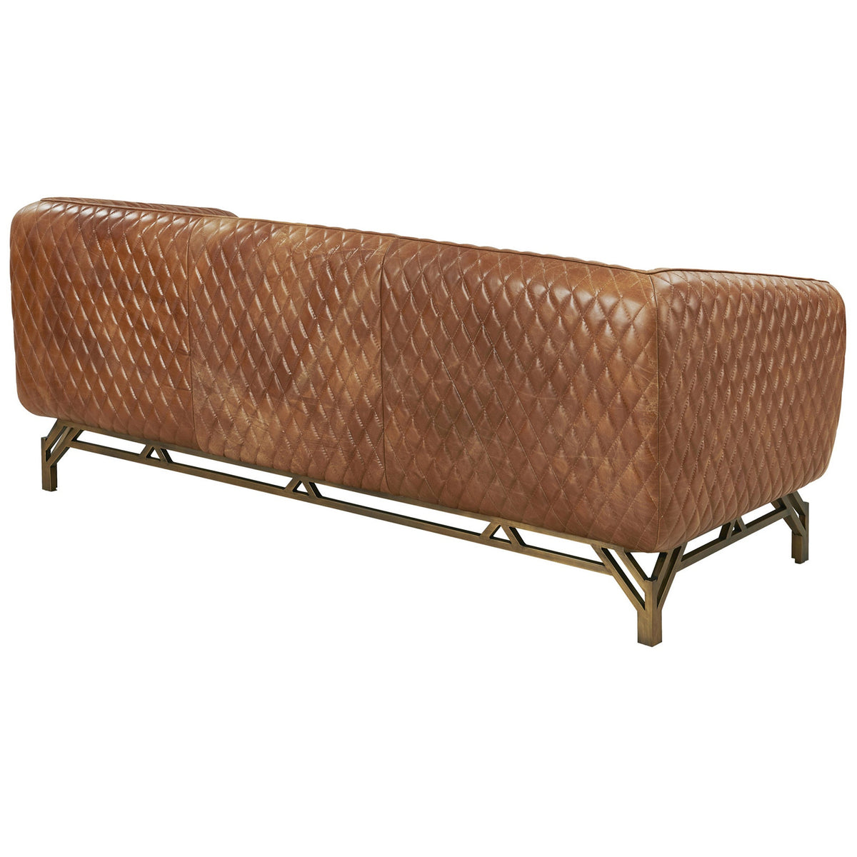 Vincent Industrial Modern Sofa - Light Brown Leather