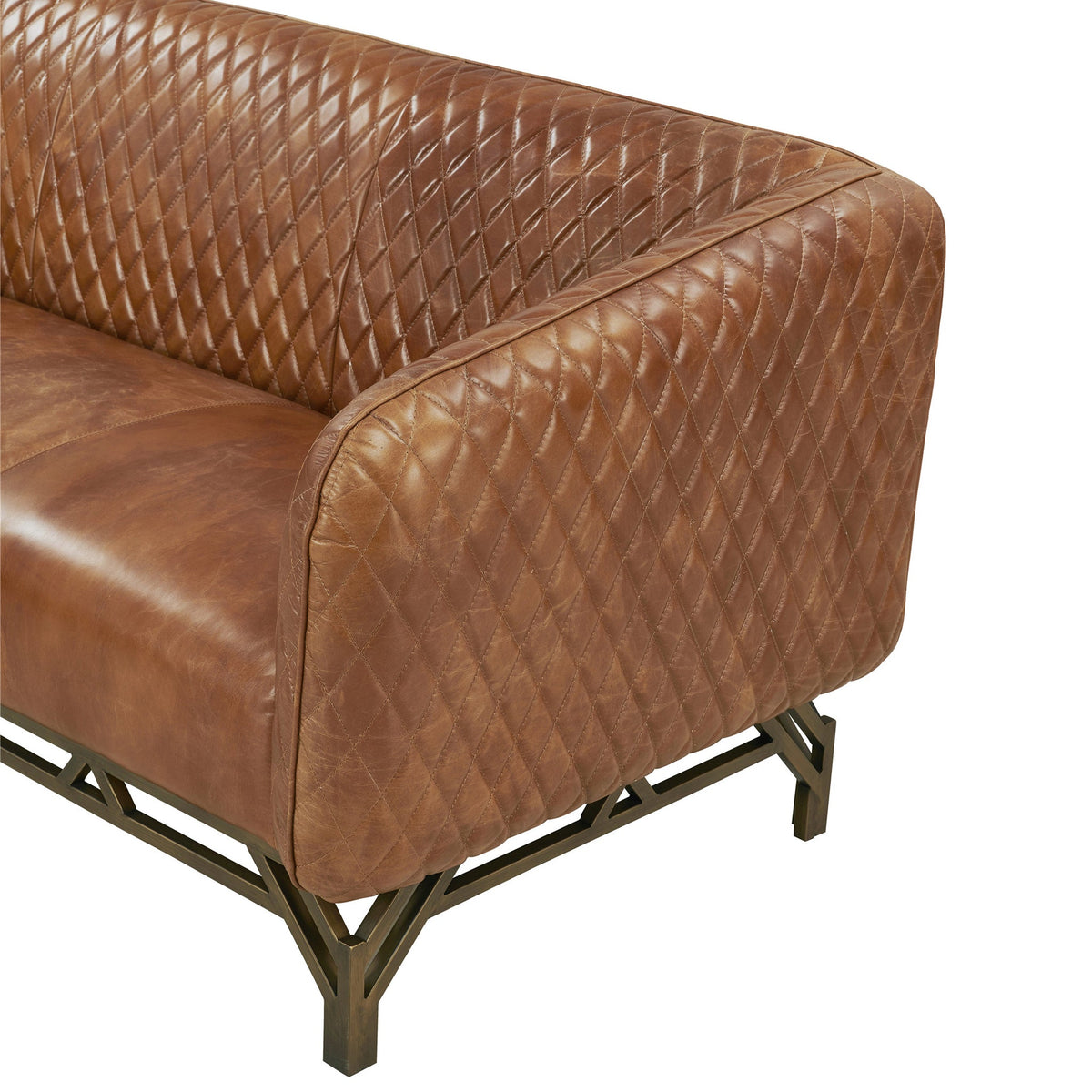 Vincent Industrial Modern Arm Chair - Light Brown Leather