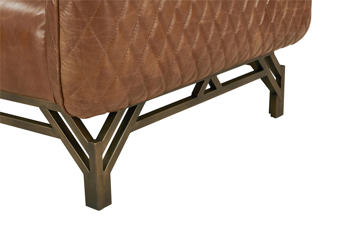 Vincent Industrial Modern Love Seat - Light Brown Leather