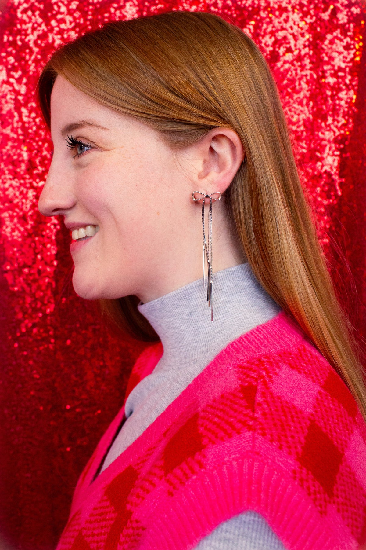 Titanium Bow Dangle Earrings