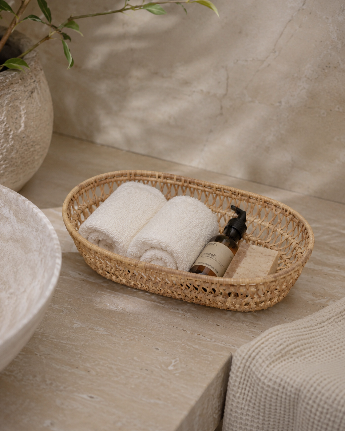 Oval Rattan Basket Set