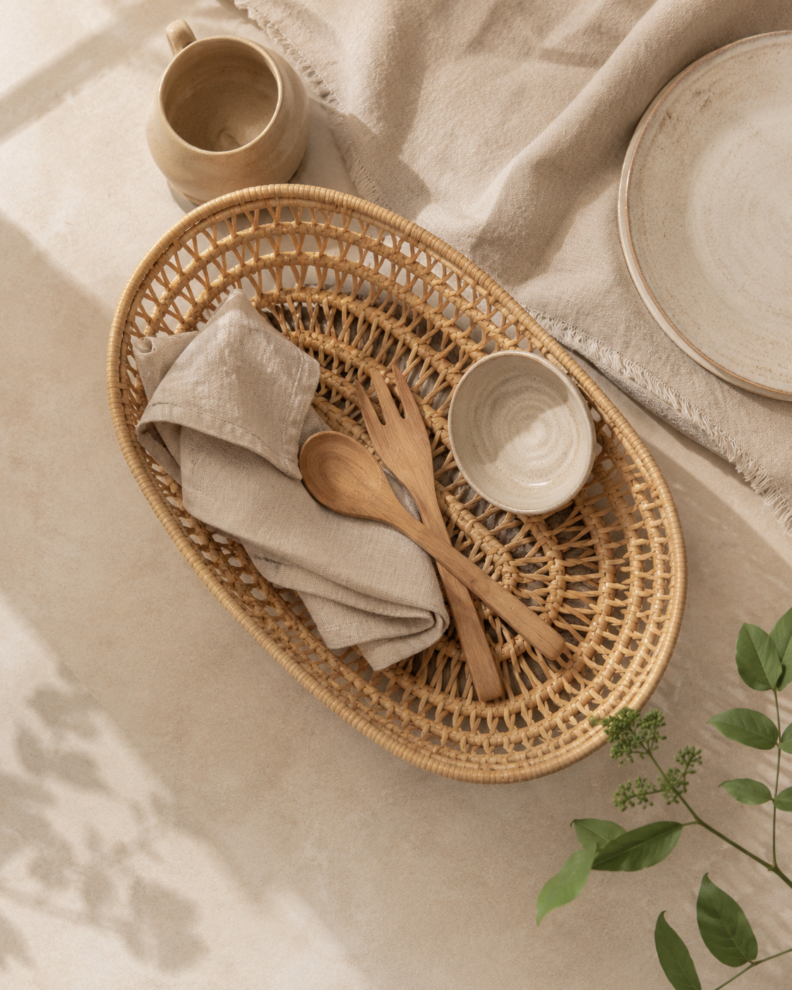 Oval Rattan Basket Set