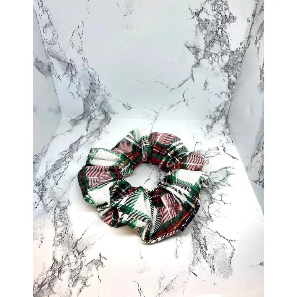 Mini Red, Green, and White Plaid Christmas Scrunchie