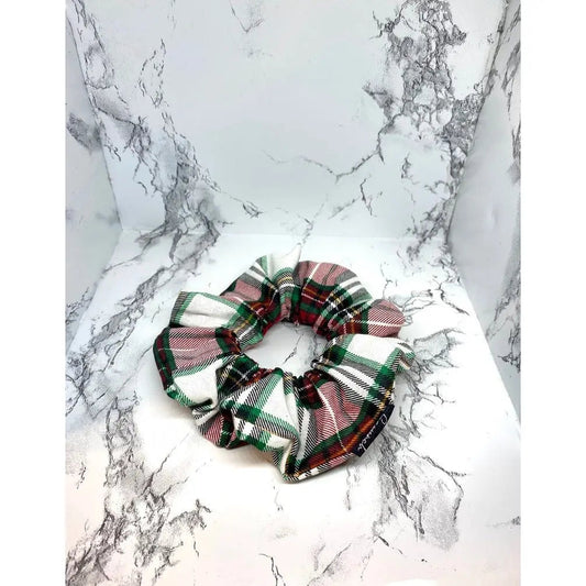 Mini Red, Green, and White Plaid Christmas Scrunchie