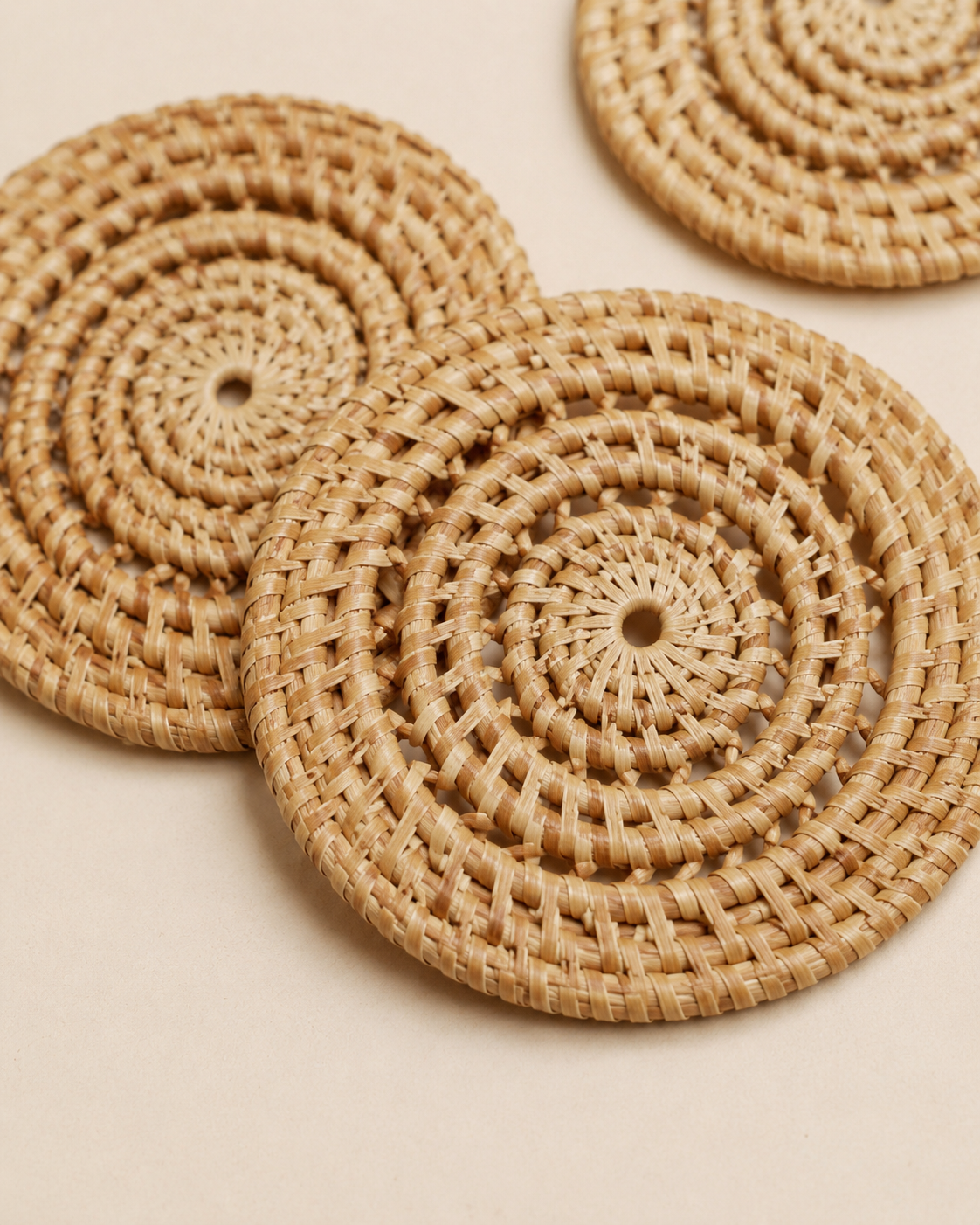 Woven Rattan Coaster Set