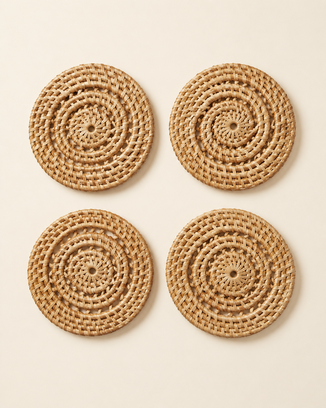 Woven Rattan Coaster Set