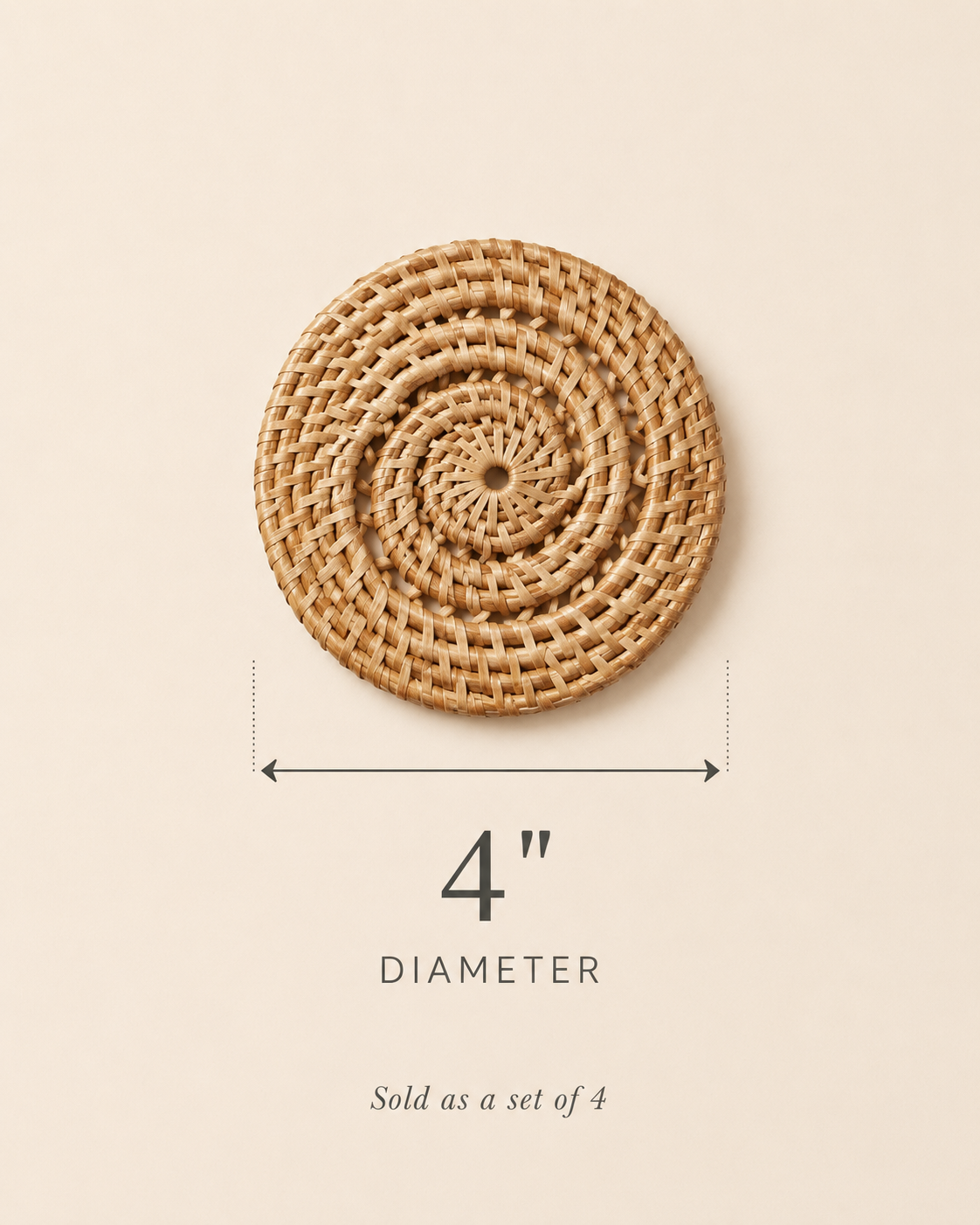 Woven Rattan Coaster Set