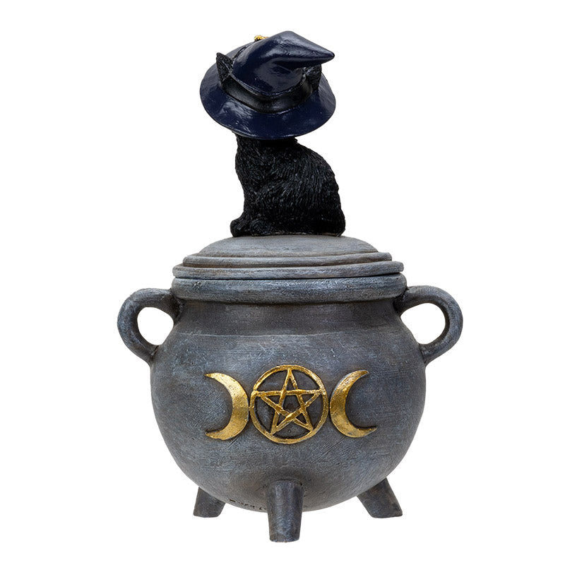 Black Cat on Cauldron Trinket Box