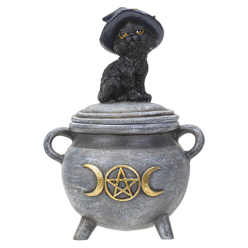Black Cat on Cauldron Trinket Box