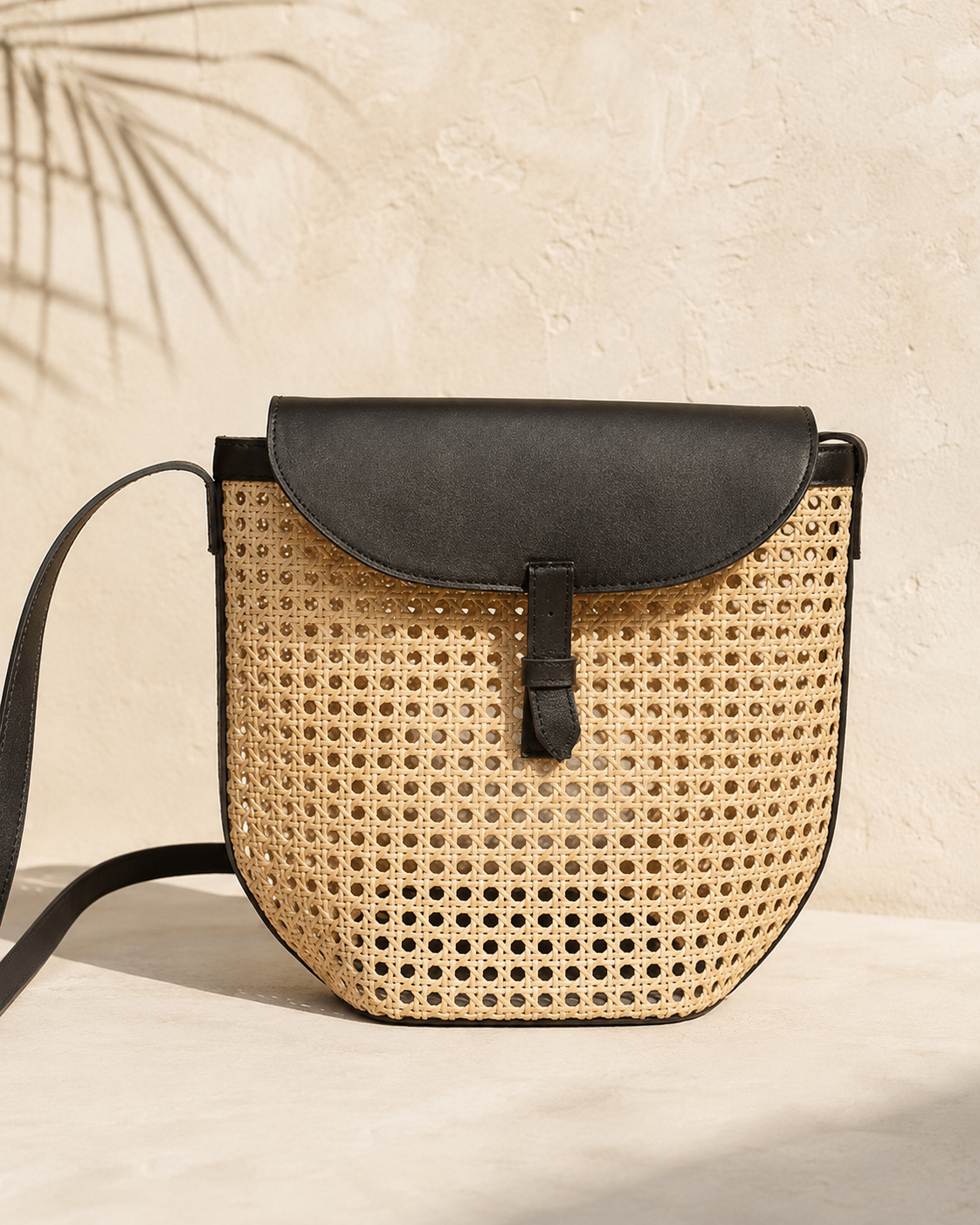 Rumi Leather and Cane Bucket Bag