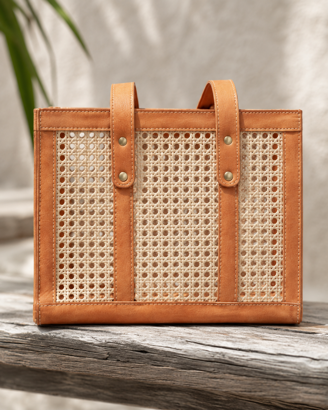 Raja Leather and Cane Everyday Bag