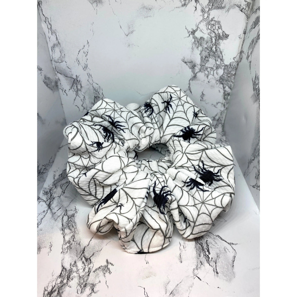 White Spiderweb Halloween Bullet Scrunchie