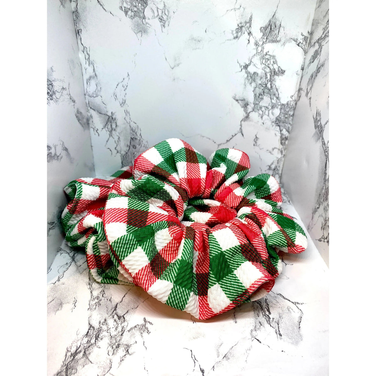 Square Plaid Christmas Bullet Scrunchie