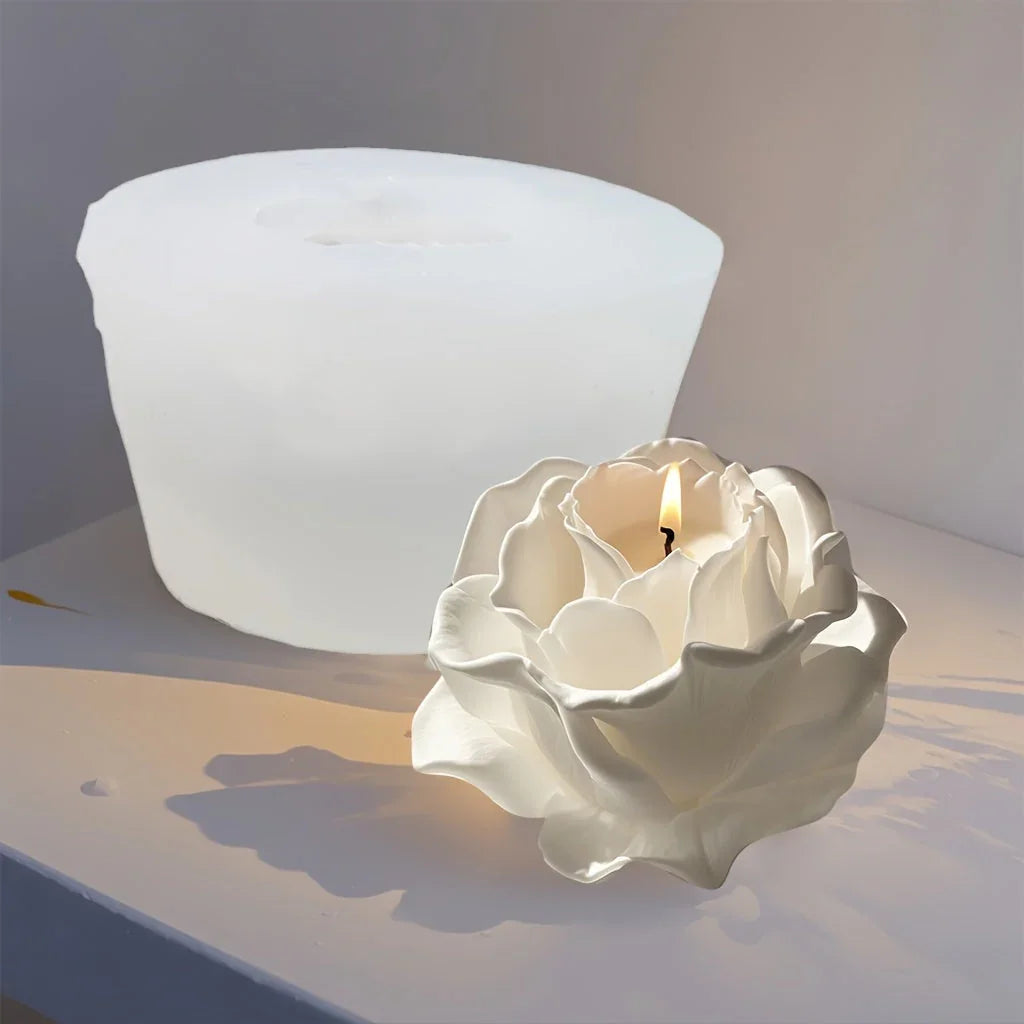 1pc 3D Elegant Rose Silicone Mold - Reusable Flexible DIY Candle, Resin Art, Handmade Soap & Clay Making, Exquisite Petal Design, Home Decor, Valentine'S Day Gift, Floral Shape, for Craft Enthusiasts