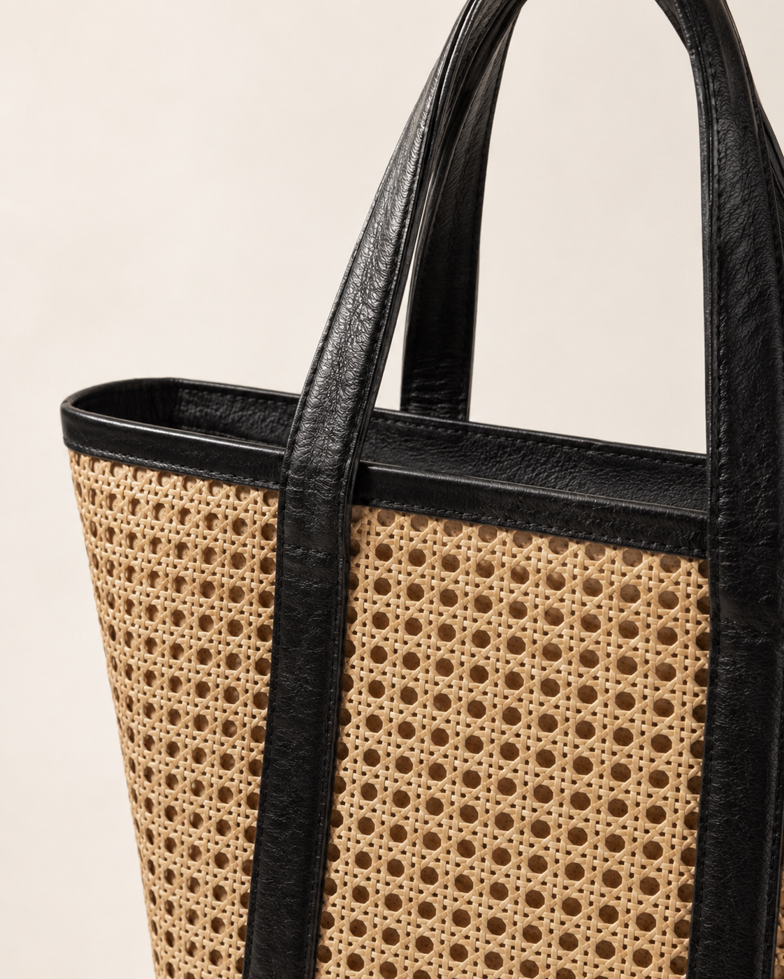 Raja Leather and Cane Carryall Bag