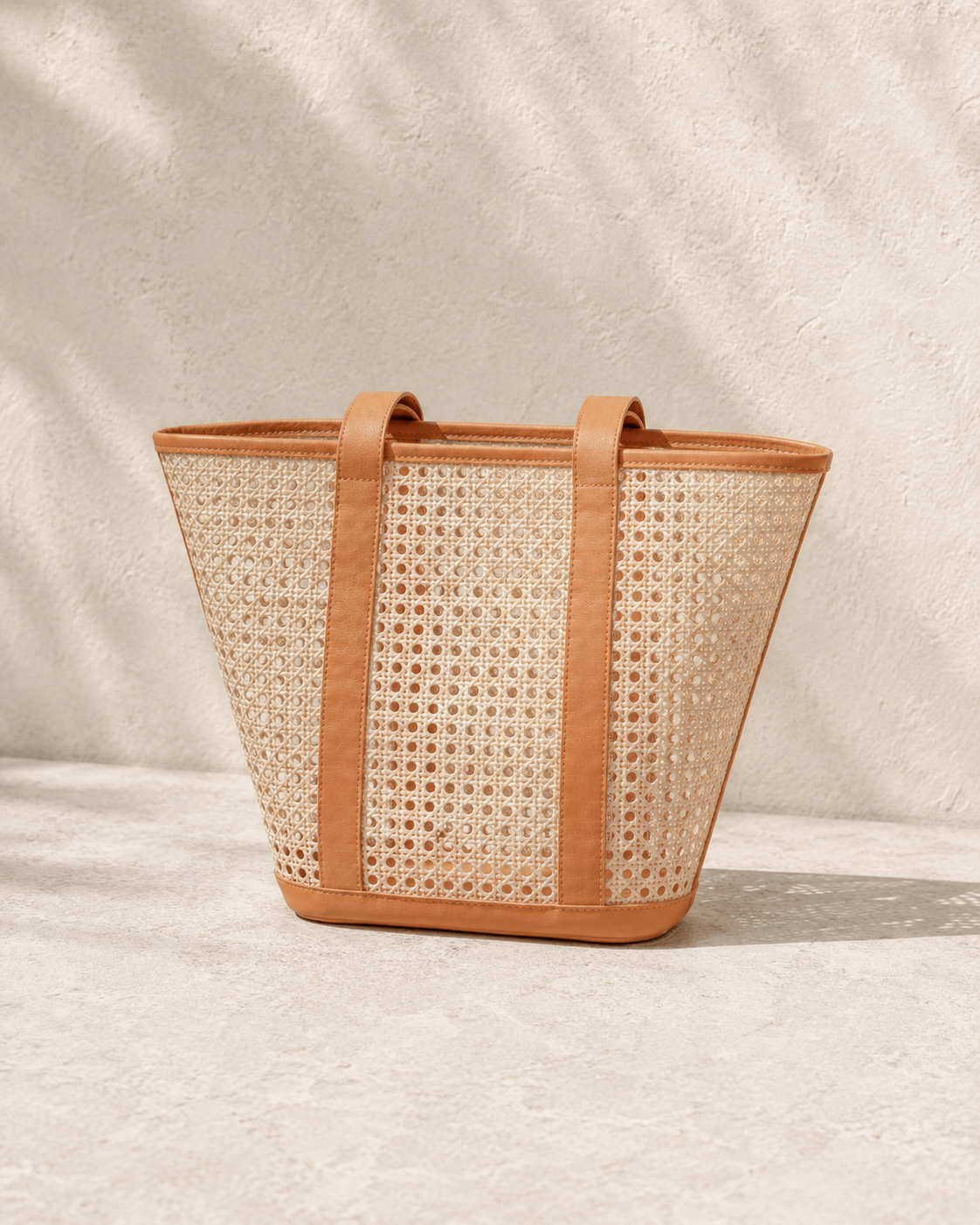 Raja Leather and Cane Carryall Bag