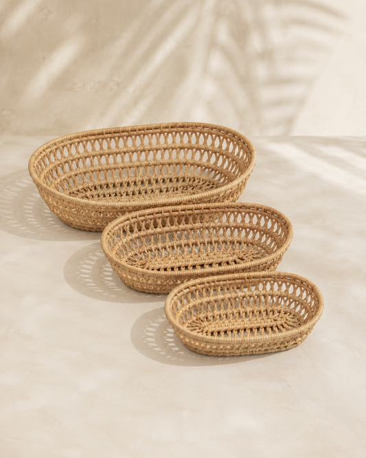 Oval Rattan Basket Set