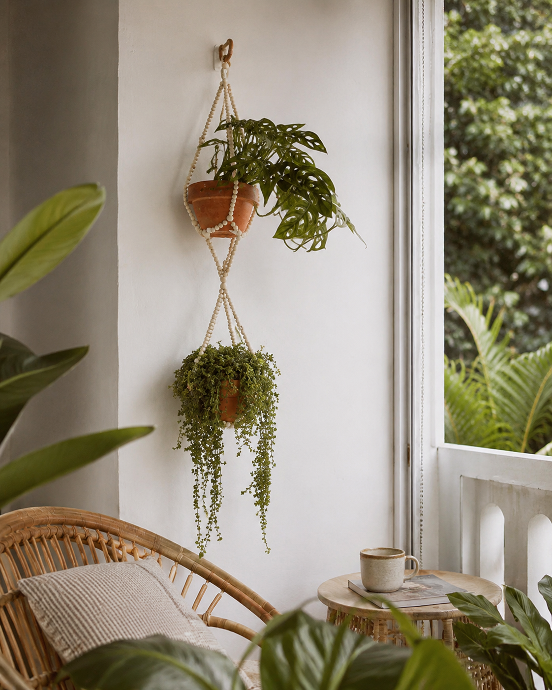 Wood Beaded Plant Hangers