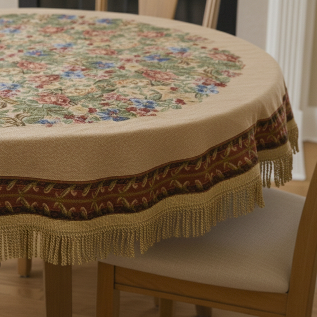 Tache Festive Red Yuletide Blooms Tapestry Tablecloths (5598)