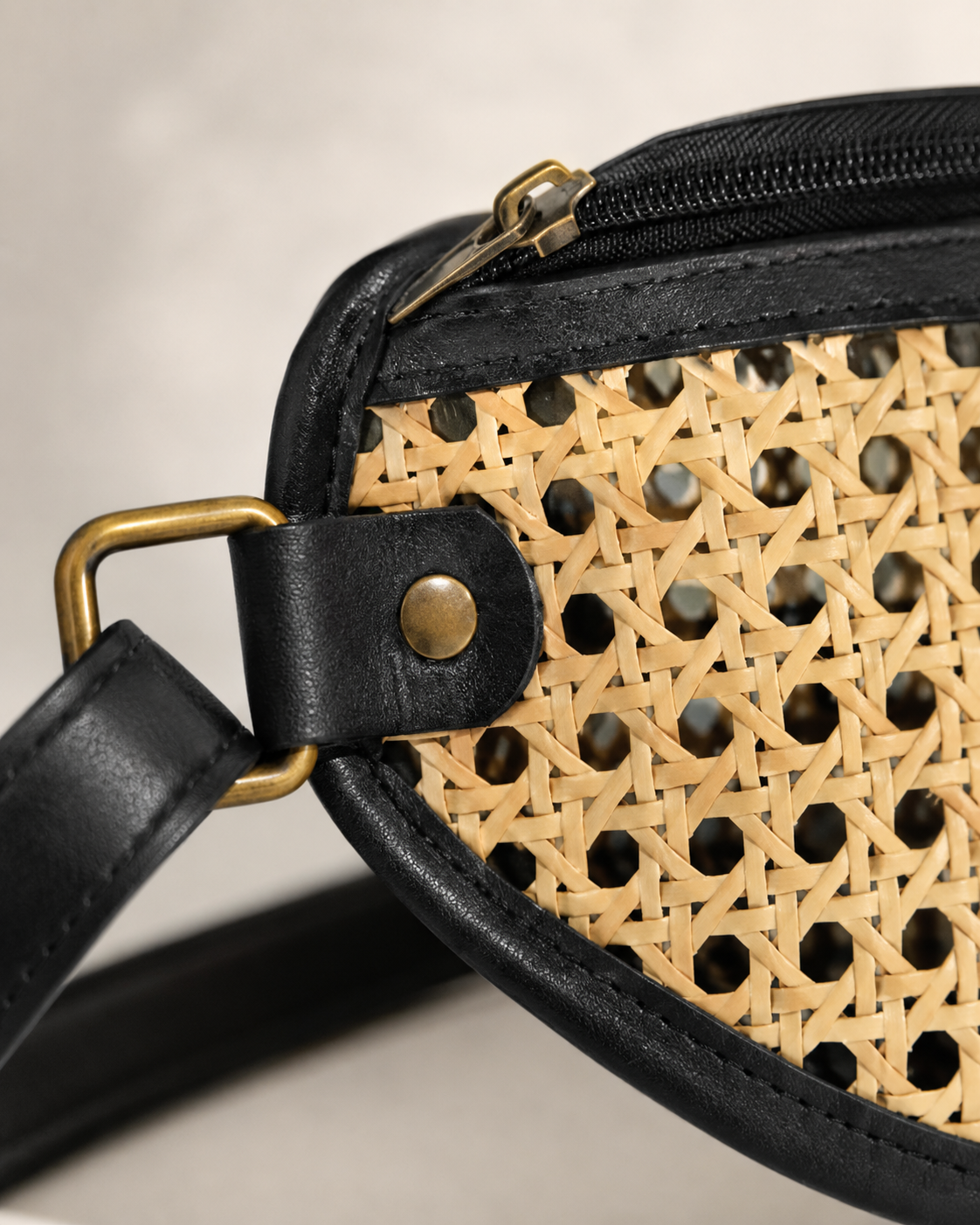 Raja Leather and Cane Sling Bag