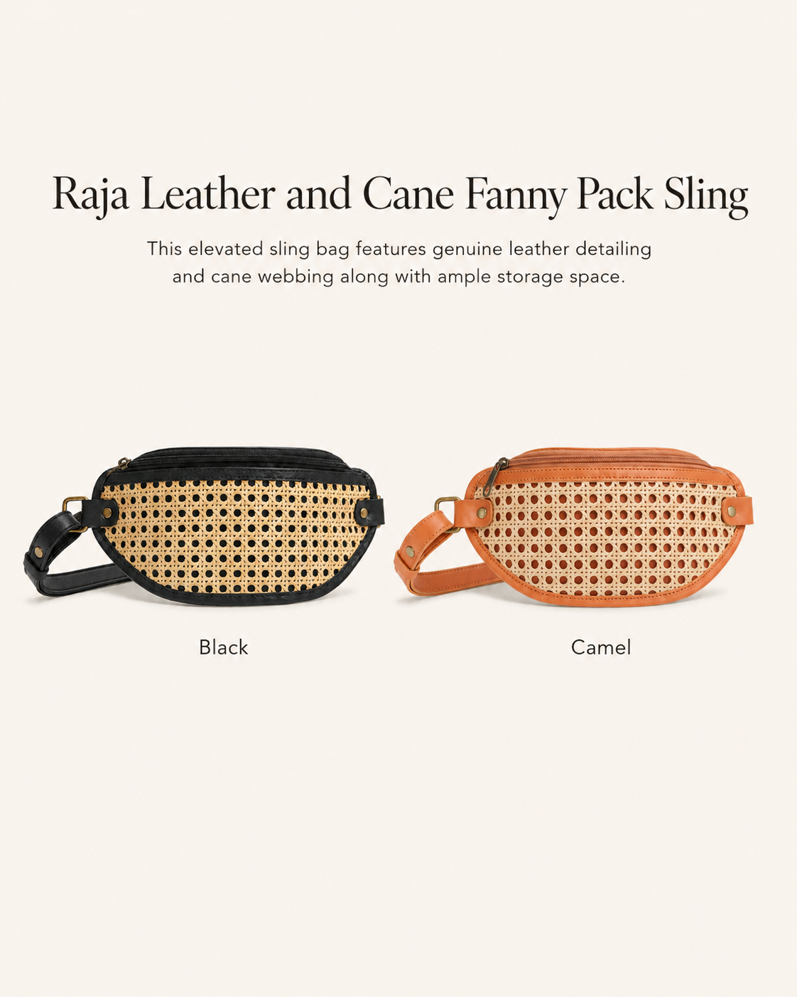 Raja Leather and Cane Sling Bag