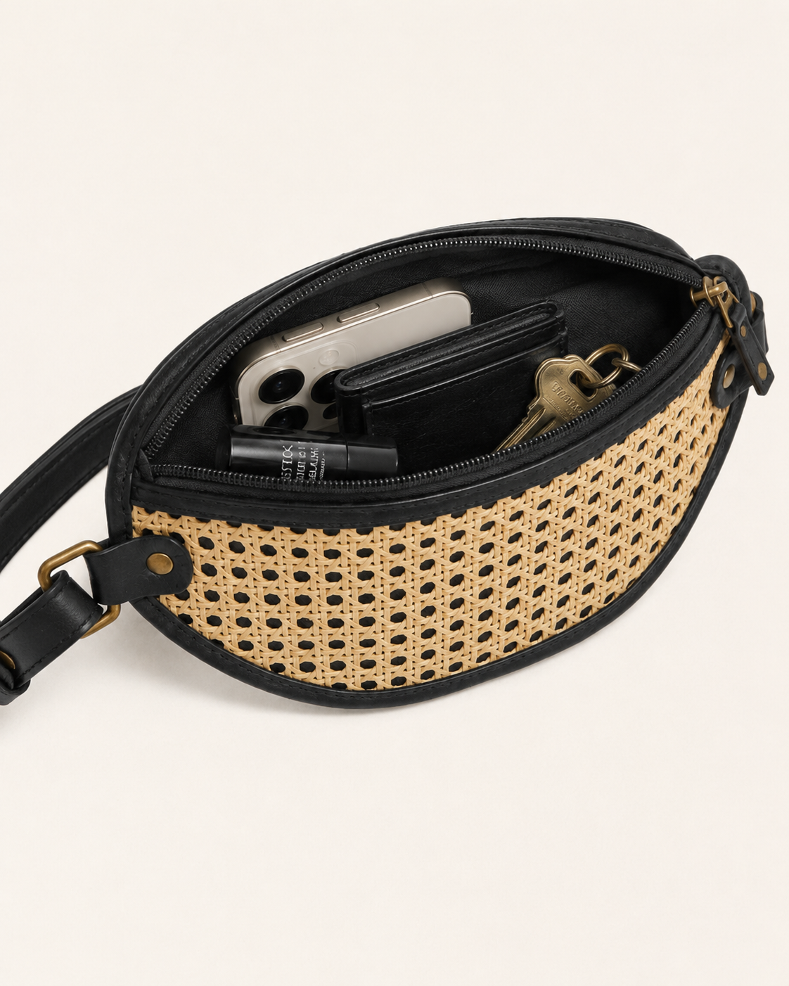 Raja Leather and Cane Sling Bag