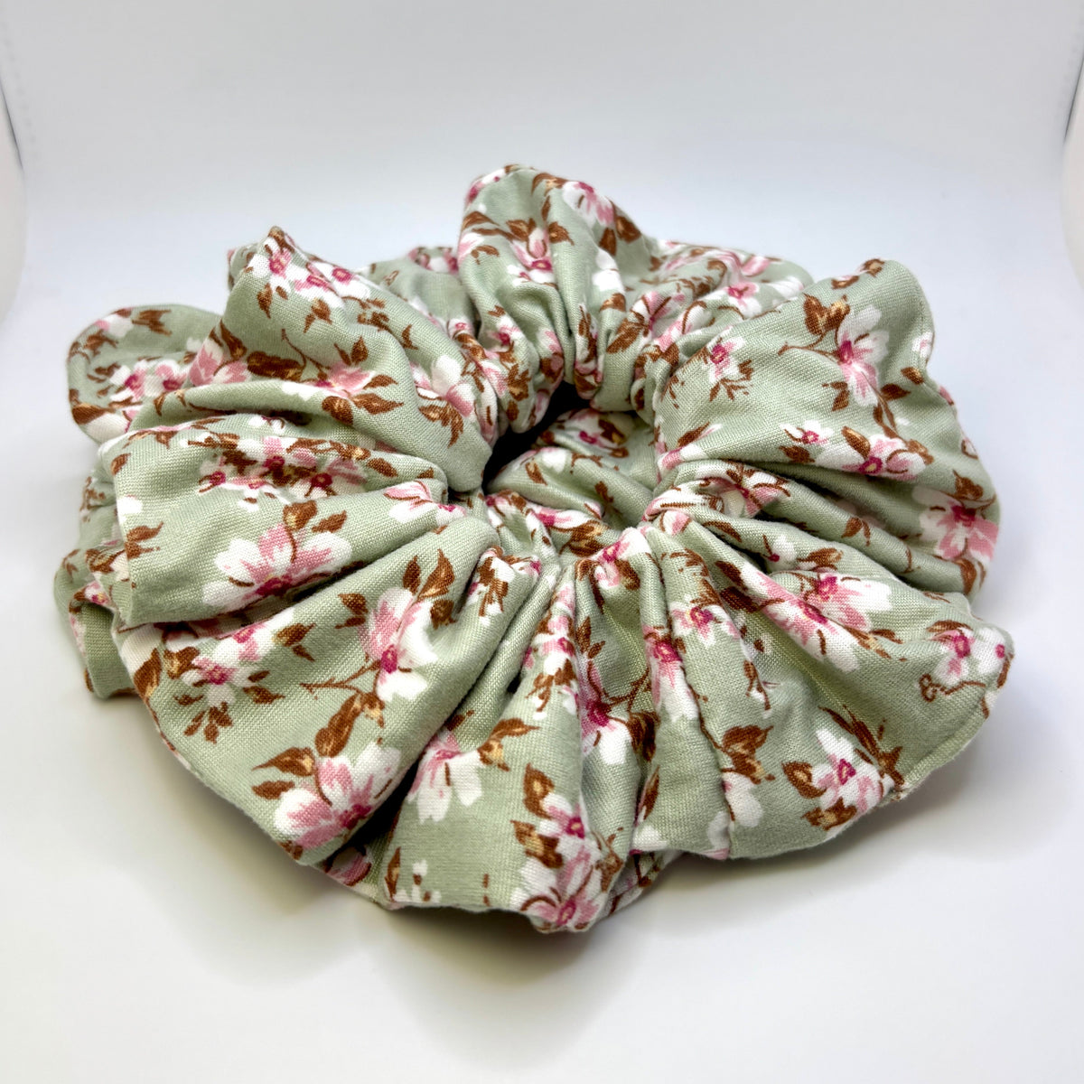 Pink Floral Sage Scrunchie