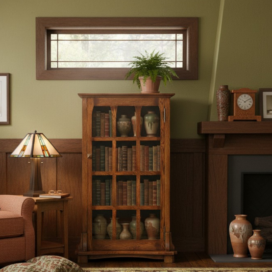 Mission Solid Oak Display Bookcase (2 Colors Available)