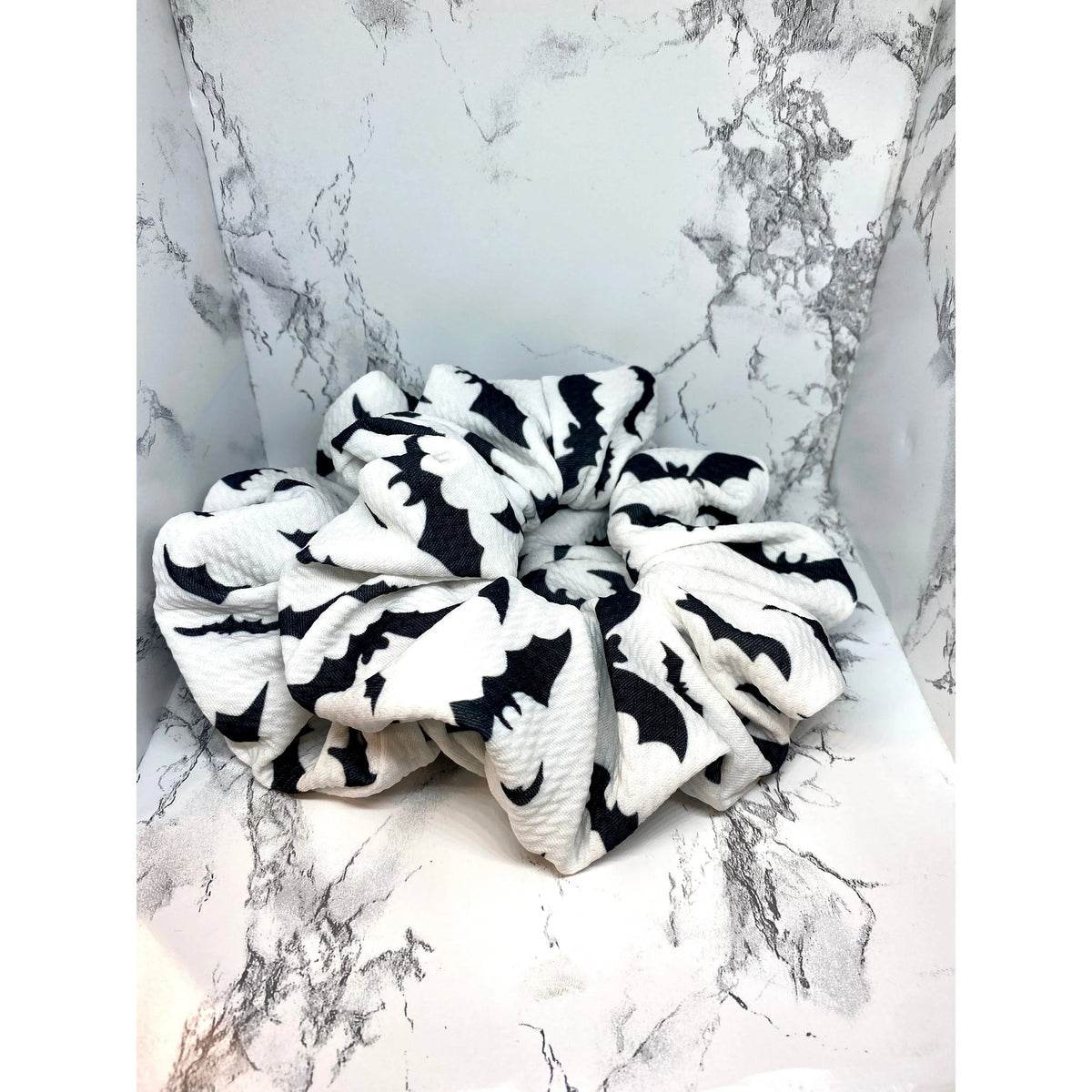 White Bats Halloween Bullet Scrunchie