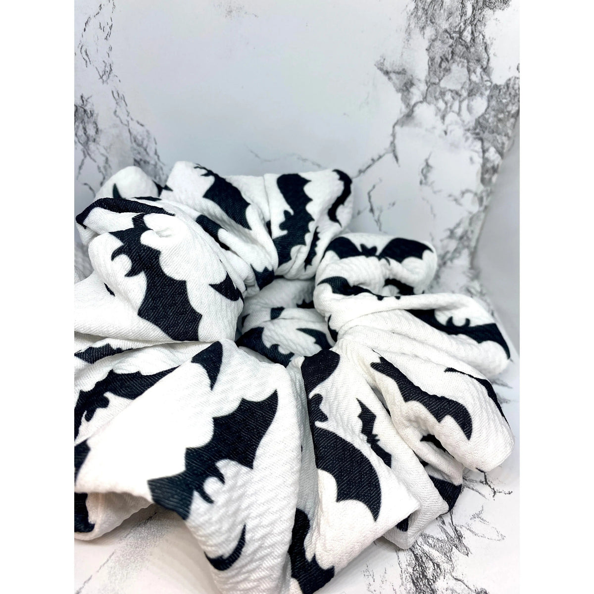 White Bats Halloween Bullet Scrunchie
