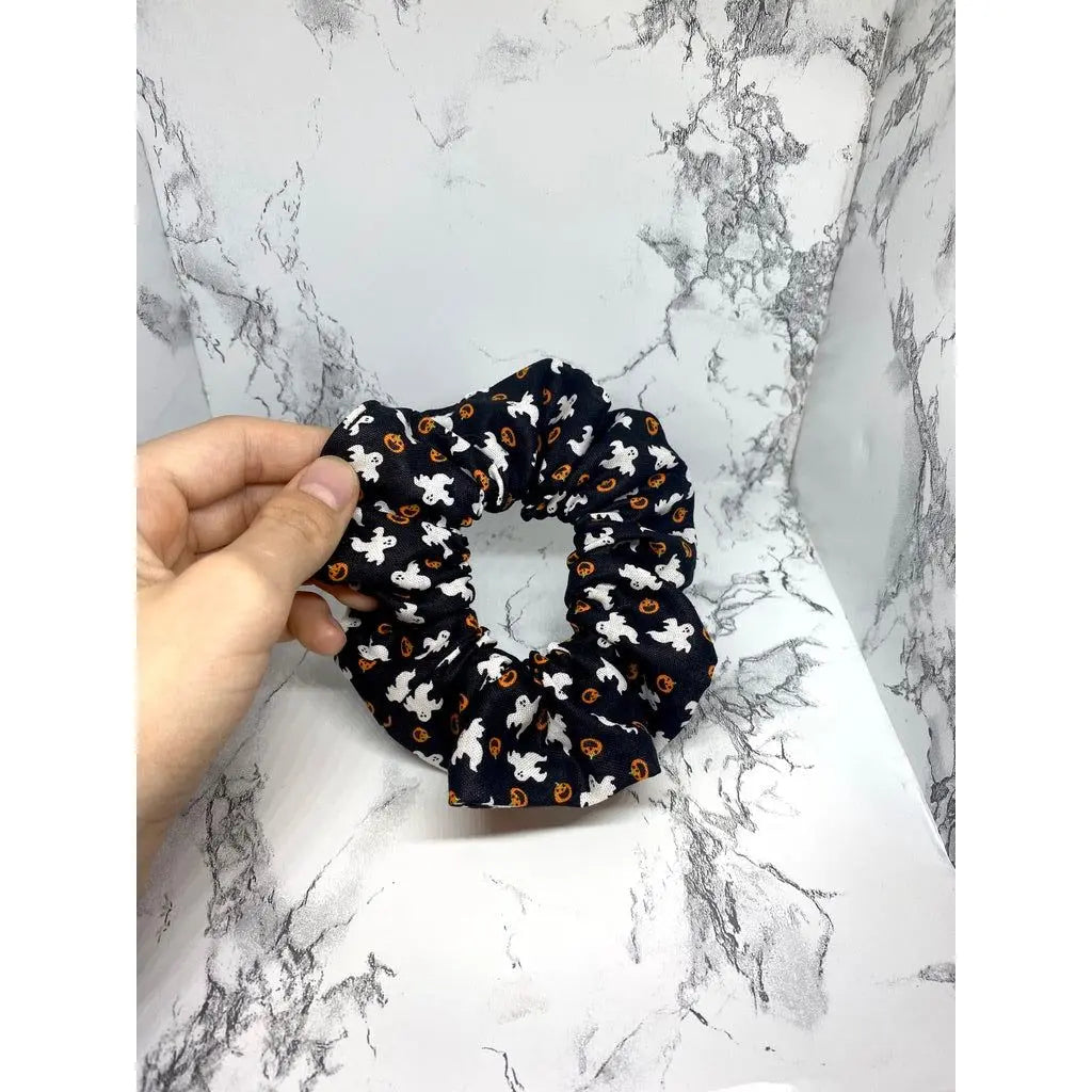 Mini Ghost and Pumpkin Halloween Scrunchie