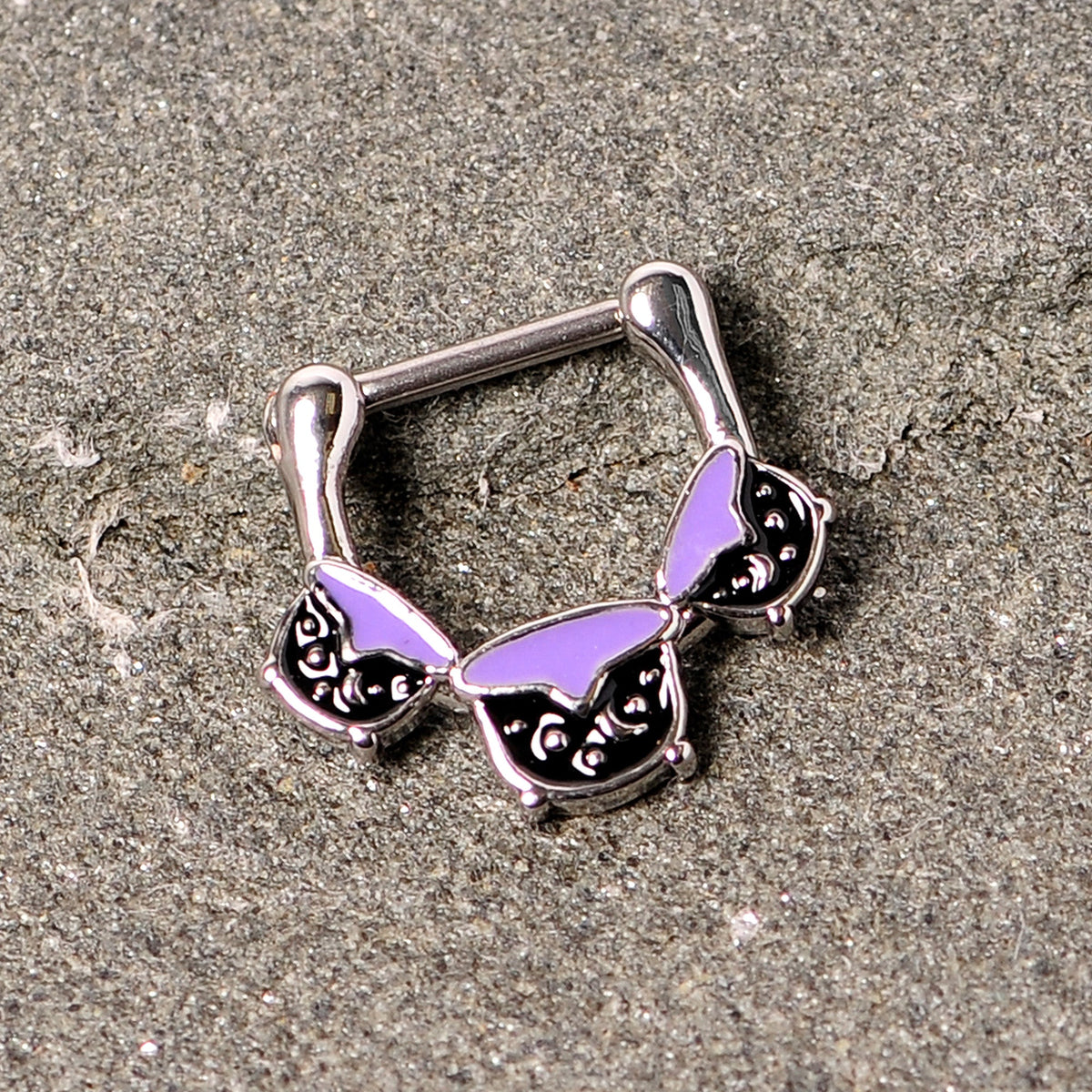 16G 3/8 Black Purple Cauldron Halloween Cartilage Clicker