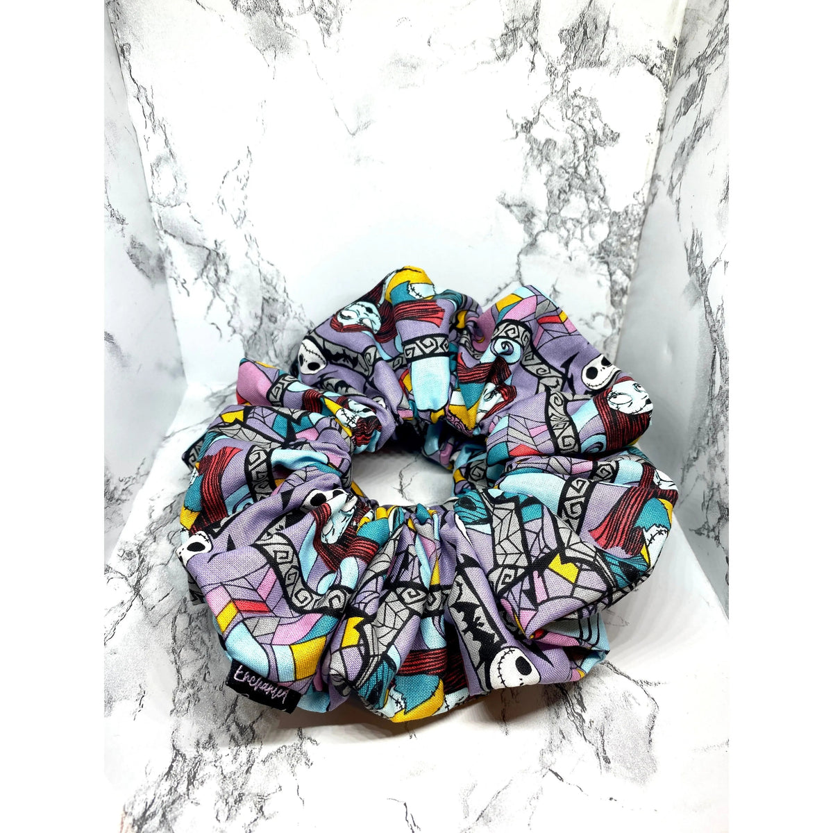 Stained Glass Nightmare before Christmas Halloween Scrunchie