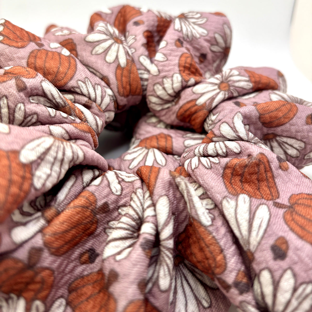 Floral Pumpkin Fall Bullet Scrunchie