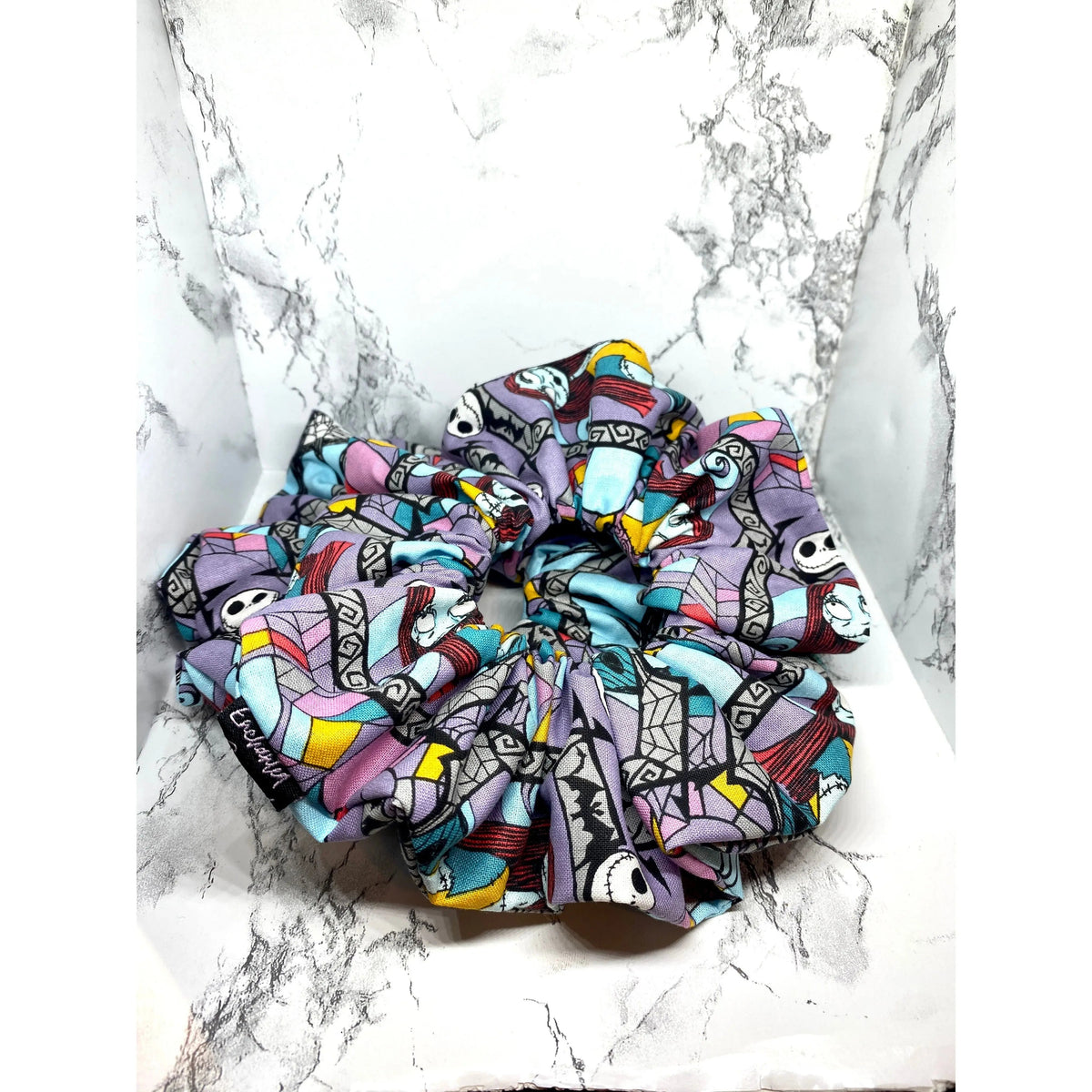 Stained Glass Nightmare before Christmas Halloween Scrunchie