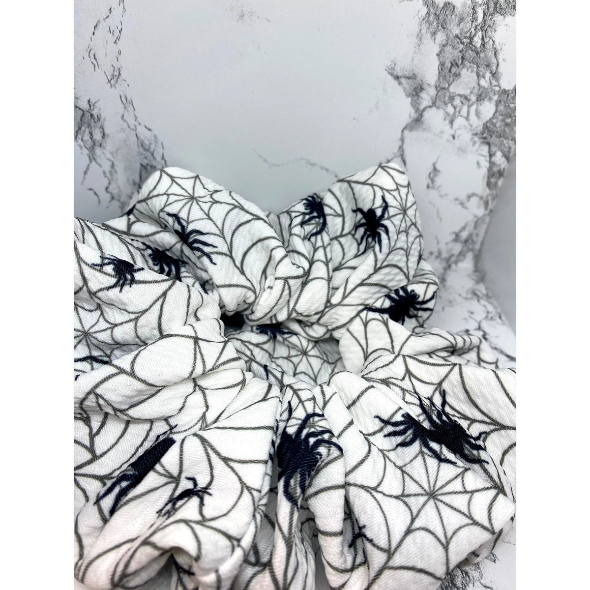 White Spiderweb Halloween Bullet Scrunchie