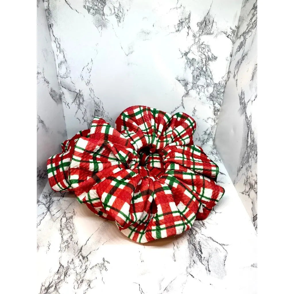 Red Plaid Christmas Bullet Scrunchie